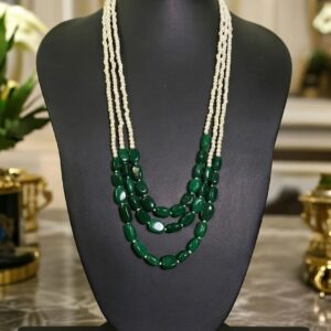 Green Bead Two-Layer Necklace