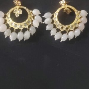 Chand Bali with White Beads