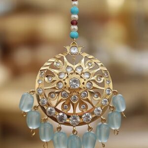 Blue Beads Maang Tika