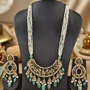 Cresent Jadau Pendent Necklace Set