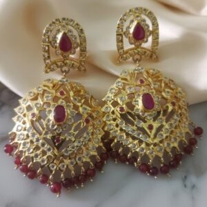 Jadau Earring with Brown Beads
