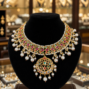 Small Jadau with Pearl Finished Necklace