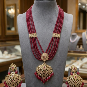 Red Beads Multi Strand Necklace
